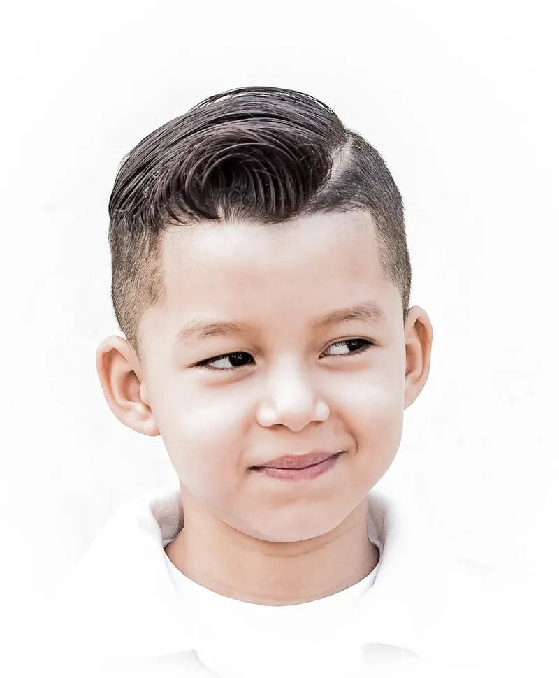 Boy with a neat side-part haircut